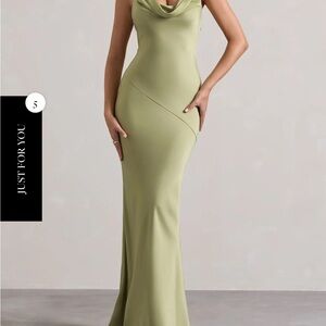 Club L London Green Cowl Neck Sleeveless Maxi Dress
